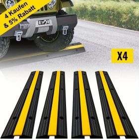4 Pack of 1-Channel Rubber Cable Protector Ramps Heavy Duty 22046Lbs Load Capacity Cable Wire Cord Cover Ramp Speed Bump Driveway Hose Cable Ramp