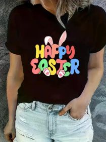 Happy Easter, Family Group, Easter Bunny, Egg Hunting Squad T-Shirt, Women Graphic T Shirts (Color: Black, size: L)