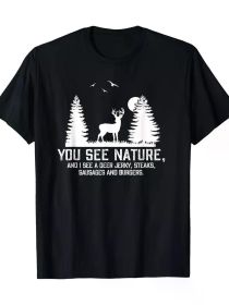 Gifts For Hunters Men, You See Nature Funny Deer Hunting T-Shirt (Color: Black, size: L)