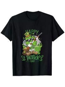 Happy Patrick'S Day Costume Hunting Four-Leaf Clover T-Shirt (Color: Black, size: L)