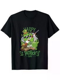 Happy Patrick'S Day Costume Hunting Four-Leaf Clover T-Shirt (Color: Black, size: XXL)