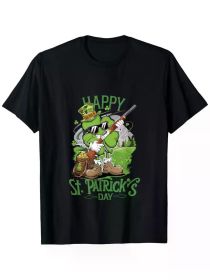 Happy Patrick'S Day Costume Hunting Four-Leaf Clover T-Shirt (Color: Black, size: XXXL)