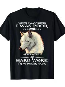 White Wolf Nature Photo Wolf Hunting T-shirt - 100% Cotton (Color: Black, size: S)