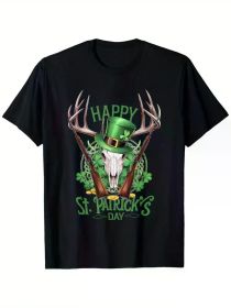 Patrick'S Day Costume Hunting Hat Four-Leaf Clover T-Shirt, 100% Cotton, Single Side Printed, (Color: Black, size: XXXL)