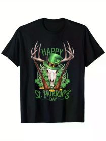 Patrick'S Day Costume Hunting Hat Four-Leaf Clover T-Shirt, (Color: Black, size: XL)