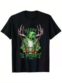 Patrick'S Day Costume Hunting Hat Four-Leaf Clover T-Shirt, (Color: Black, size: XXL)