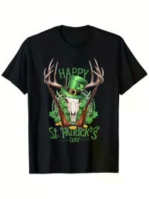 Patrick'S Day Costume Hunting Hat Four-Leaf Clover T-Shirt, (Color: Black, size: L)