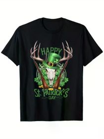 Patrick'S Day Costume Hunting Hat Four-Leaf Clover T-Shirt, (Color: Black, size: M)
