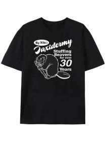 Men's Funny Taxidermy T-Shirt Offensive Stuffing Beavers Shirts Hunting Tees (Color: Black, size: S)