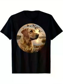 Best Friend Hunting Yellow Labrador Dog With Ducks And Geese T-Shirts, (Color: Black, size: S)